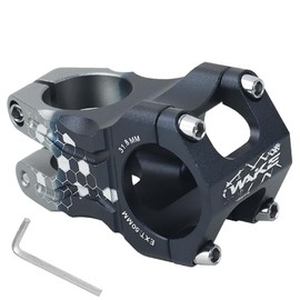 CYSKY Bicycle Stem 31.8 50 mm MTB Stem CNC Precision Carving Short Handlebar Stem Riser for Road Bike, Mountain Bike, BMX, Downhill Bike (Black & Titanium Splicing)
