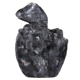 mookaitedecor Black Labradorite Crystal Baby Dinosaur Ornament Collectible Figurine, Carved Semi Precious Gemstone Animal Gift Cute Room Decor, Stone Dinosaur Statue Easter Good Luck Table Decoration