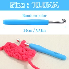 BUOKKON 10.0mm Crochet Hooks, Soft Grip Crochet Needles, Ergonomic Crochet Hooks, Crochet Hooks for Beginners, Aluminum Crochet Needles for Adults Arthritic Hands