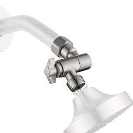 Senhozi Shower Head Elbow Adapter, Brushed Nickel 360° Adjustable Shower Head Adapter, Wall Mounted Shower Arm Connector, Shower Arm Extention for Fixed and Rain Shower Head, SE002BN