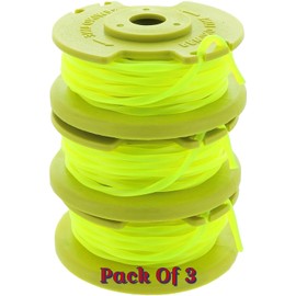 One PLUS+ AC80RL3 OEM .080” Twisted Line and Spool Replacement for Ryobi 18v, 24v, and 40v Cordless Trimmers Trimmer Line Replacement Spools, Neon Yellow, Pack of 3