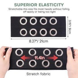 Women Hollow Eyelets Elastic Headband Y2K Girls Punk Grunge Wide Hair Bands Stretchy Casual Hair Accessory