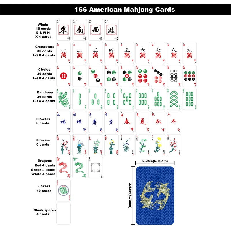 Black long Di fang American Mahjong Game Set, 166 Card