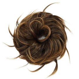 Messy Bun Hair Piece Scrunchy Bun Extensions Medium Brown Synthetic Thick Donut Tousled Updo Chignon Hairpiece for Women