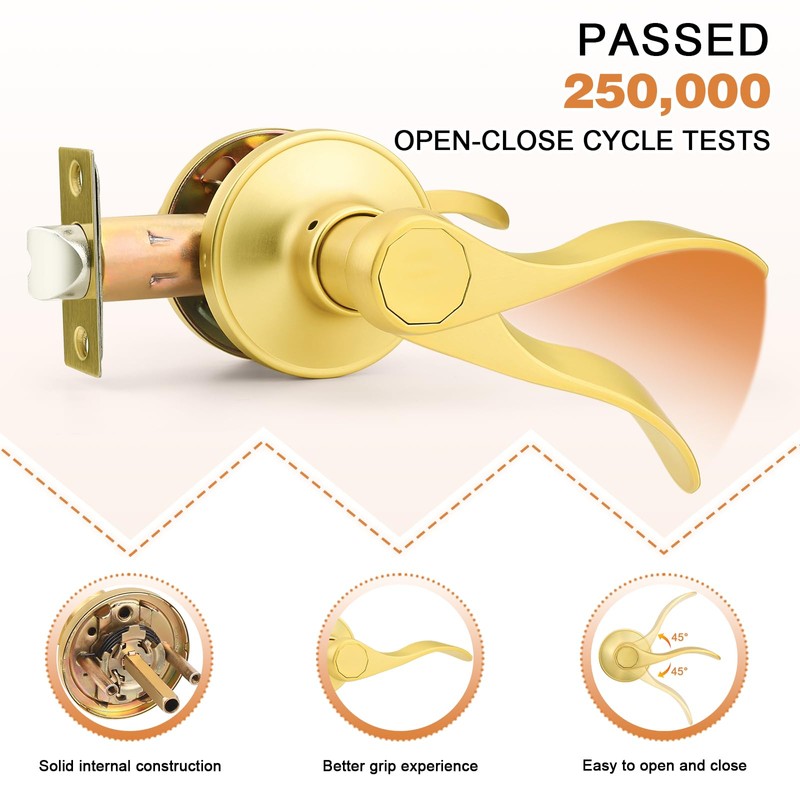 Probrico Interior Door Handle Passage Door Handle Lever Gold Door
