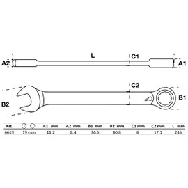 BGS 6619 | Ratchet Ring Spanner | Switchable | SW 19 mm