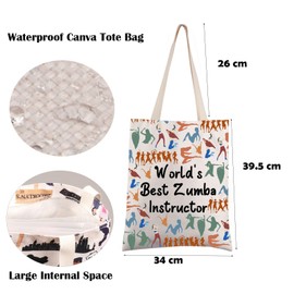 FEELMEM Zumba Teacher Gift Zumba Instructor Gift World's Best Zumba Instructor Tote Bag Zumba Dance Teacher Appreciation Gift