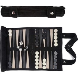 Sondergut Backgammon Board Game Black - for Rolling Made of 100% Leather - The Original Since 1998 Camper & Travel Fans - 25 x 34 cm