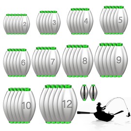 Lhdfyqt Pack of 50 Fishing Weights Kit, Removable Fishing Weights, Fishing Lead Set, Lead Fishing Base Lead, Fishing Lead Set, Fishing Weights Lead Kit with Storage Box, Reusable (10 Sizes)