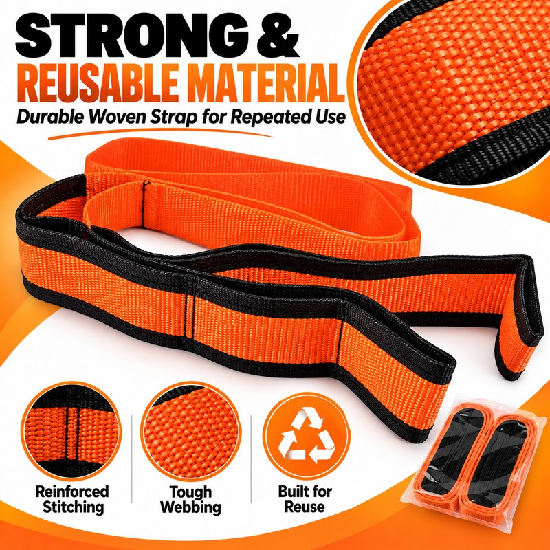 Reusable Orange Plastic Handling Strap for Moving Furniture and Electrical