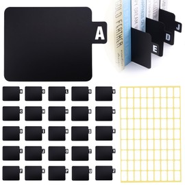 26Pcs Vinyl Record Dividers A-Z, Plastic Alphabetical Dividers with Label Stickers, Black DIY Alphabet Vinyl Organizer Accessories for Book, Albums, File, Record Storage (Black)