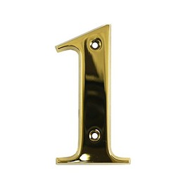 Beautiful 3 Inch Bevelled Edge Polished Gold Door Number 1 - Screw Fix Front House Number
