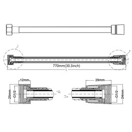 Weirun Commercial Style Single Lever Spring Pull Down Kitchen Sink Faucet Replacement Part 30.3-Inch Hose, Stainless steel