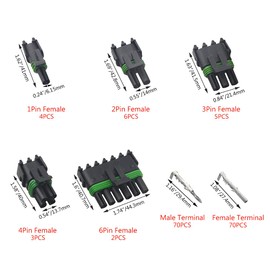 WMYCONGCONG 20 Kits Waterproof Electrical Wire Cable Connector Plug Kit 1/2/3/4/6 Pin Way Car Motorcycle Automotive Terminals Kit