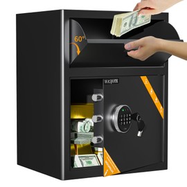 WASJOYE Cabinet Depository Safe - 2.6 Cu Ft Drop Safe with Digital Keypad Lock and Anti Fishing, Business Security Safe with Alarm Function, Large Drop Slot Safe Box for Cash Slip Office Home