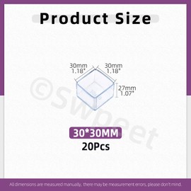Swpeet 20Pcs 1-3/16"×1-3/16" Clear Square Chair Leg Caps, Floor Protectors, Table Chair Leg Protection Cover, Furniture Leg Caps，Leg Tips Covers, Feet Pads, Feet for Furniture Table Chair