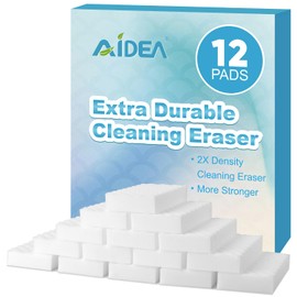 AIDEA Magic Sponges Cleaning Eraser, 12 Pads Multipurpose Sponge for Household, Powerful Scrubber Foam Pads for Multi-Surface Cleaning: Furniture, Bathroom, Sink, Floor, Baseboard, Wall