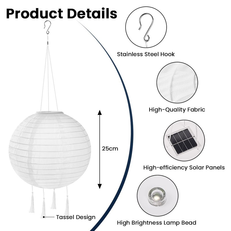 HOTUT Solar Lights Outdoor Garden, 2 Pack 10in Hanging Solar