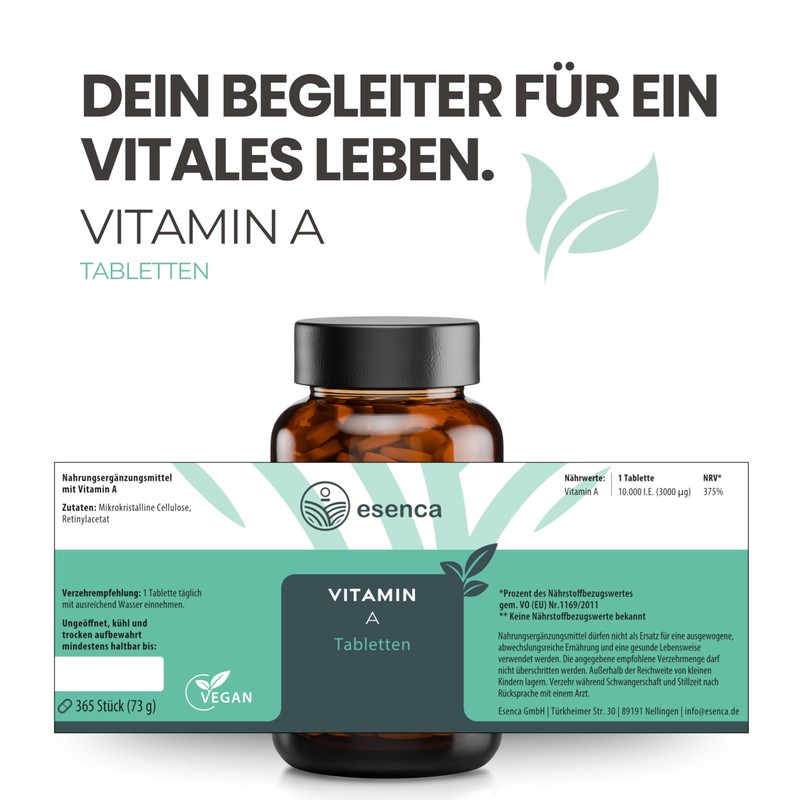 Vitamin A Tablets 10,000 IU - 365 Tablets - Eye