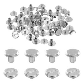 sourcing map 30set M4 x 6mm Chicago Screw Metal Slotted Head Binding Screws Post Nail Rivet Stud Screw Rivets for DIY Leather Belt Bag Craft Bookbinding, Silver Tone