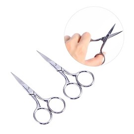 PartyKindom Stainless Steel Eyebrow and Nose Hair Scissors Set 2-Piece Eyebrow Trimmer for Facial Hair Grooming Precision Cutting Tool for Men and Women