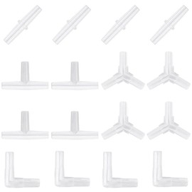 Samcos Air Tube Connector, 16 Pieces, White, L Shape, I-Shape, Y-Shape, T-Shape, 4 Types, For Branching and Extension, Fittings, Water Pipe Fittings, Aquarium Air Tubes, Aquarium Air Valve, Aquarium
