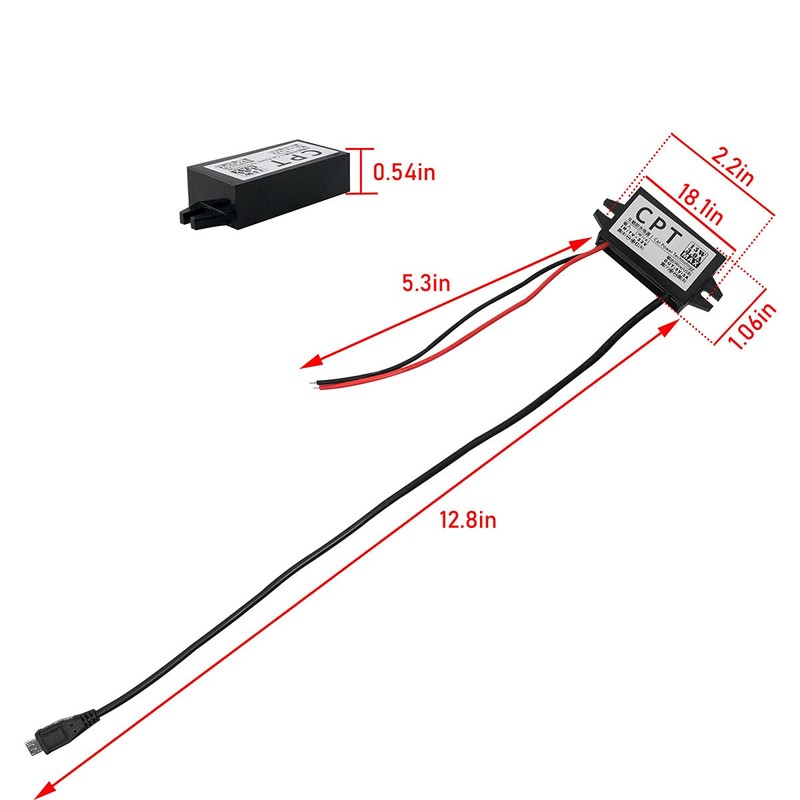 ZZHXSM 12V to 5V Micro USB Power Adapter Compatible, Buck