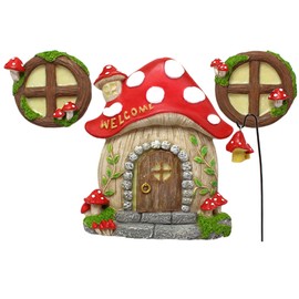 IWOWHERO 4pcs Miniature Resin Mushroom House Hanging Decor for Outdoor Gardens Durable Tree Ornaments with Vivid Designs for Patio Beautification