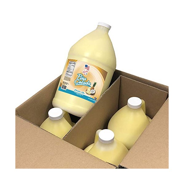 Pina Colada Slushee Mix Case of 4 x 1 Gallons | 512oz (Yields Approx. 385-12oz servings per case) | Mixing Ratio 7 (Water) to 1 (Product Mix)
