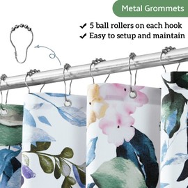 BOODII Green Plant Watercolor Shower Curtains 72 inches Long Floral Leaf Shower Curtain for Bathroom Botanical Leaves Hunter Green Eucalyptus Curtain Jungle Bathroom Decor 72x72