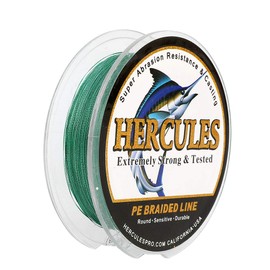 HERCULES Super Strong 100M 109 Yards Braided Fishing Line 80 LB Test for Saltwater Freshwater PE Braid Fish Lines 4 Strands - Green, 80LB (36.3KG), 0.48MM