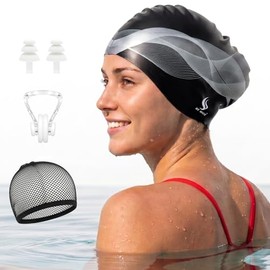 BENICE Gorro de natación de silicona personalizado para hombres y mujeres, adulto, impermeable, gorro de baño para piscina, gorro de natación negro gr