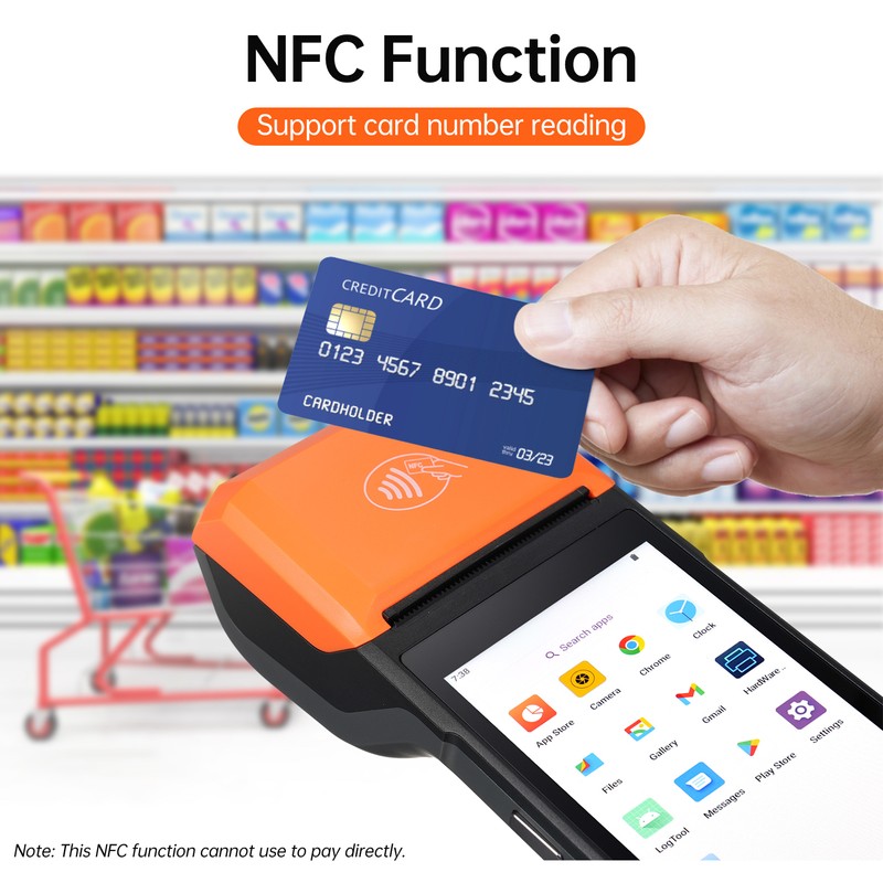 Handheld Android 13.0 POS Receipt Printer PDA Terminal Support 1D
