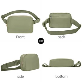 VOROLO Waist Pack for Running Fanny Pack for Women and Men Crossbody Belt Bag Bum Bag with Adjustable Strap for Sports Khaki Green with Rope