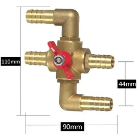 Joywayus All Solid Brass Body Automobile Integrated 4-Way Heating Water Manual Control Valve 3/4” (19mm) OD Barb