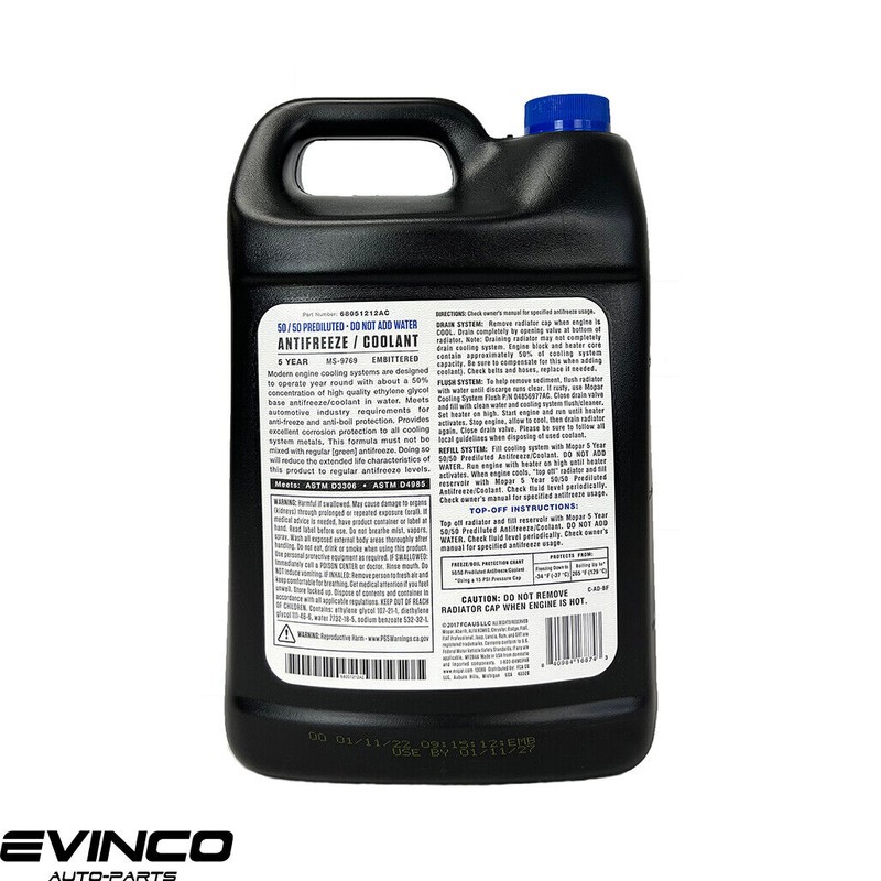 Mopar Antifreeze Coolant Orange 5 year 50/50 Prediluted 1 Gallon