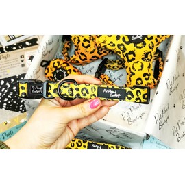 Pet Pooch Boutique Mustard Leopard Print Dog Collar Small