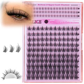 ALICE Manga Lash Clusters Clear Band with Bottom Eyelash Clusters Anime Cluster Eyelash Extensions Wispy Natural Lash Extensions Thin Band 174pcs 6-18mm Individual Lashes DIY at Home