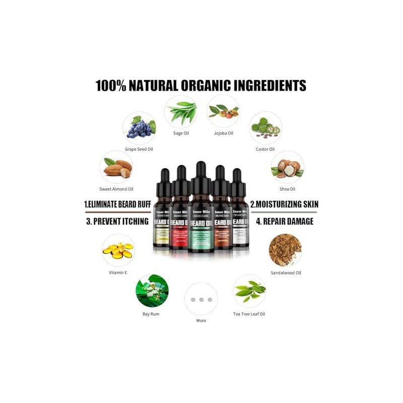Beard Oil Set Soften, Smooth, Nourish, Strengthen, Birthday Gifts for