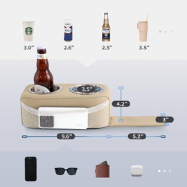 Pontoon Cup Holder, Stainless Steel Double Drink Holder with Side Pocket, Pontoon Boat Cup Holders for Boat Seat,RV,Car（Khaki）