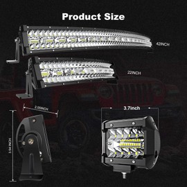 Led Light Bar 42 Inch 780W + 22 Inch 390W Curved Triple Row Spot Flood Combo Offroad Lighting + 4Pcs 4 Inch 60W Driving Fog Lights W/Wiring Harness for Jeep Wrangler ATV UTV Polaris Toyota Golf Cart