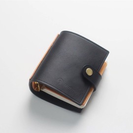 Natmisz: Password Book, A8 Size Leather Binder Password Keeper, 50 Pages Password Notebook Organizer Computer and Internet Address Website Login, Gifts for Home and Office (Black Cover, Gold Rings)