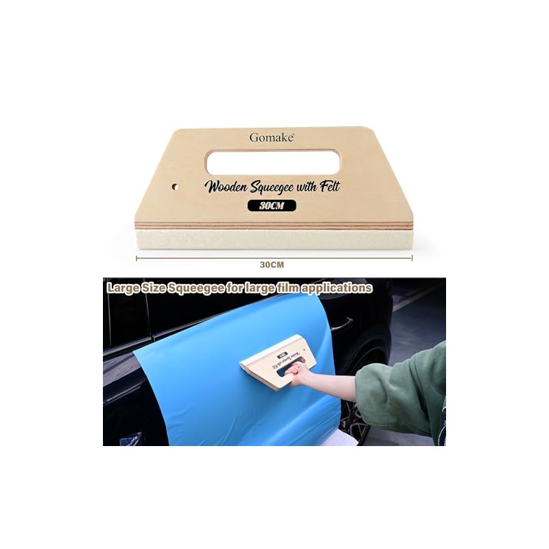 Gomake Wallpaper Smoothing Tool Large Wooden Squeegee with Felt for