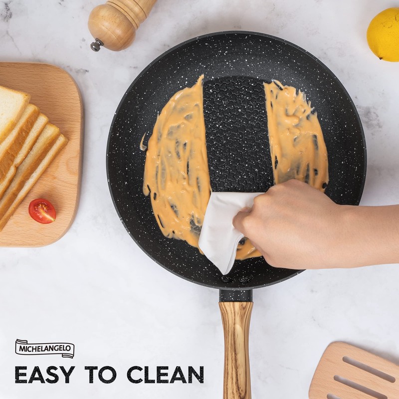MICHELANGELO Nonstick Frying Pan with Lid, 8 Inch Frying Pans