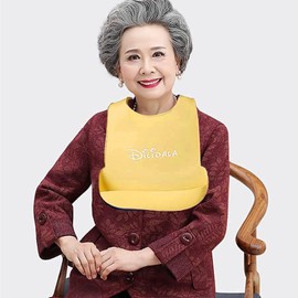 SOULBUTY Nursing Apron, Meal Apron, Adult, Nursing Apron, Waterproof, Easy to Clean, 6 Adjustable Levels, Elderly, Bedridden, Patients with Medium Wind, Paralysis, Dementia, Amber Yellow