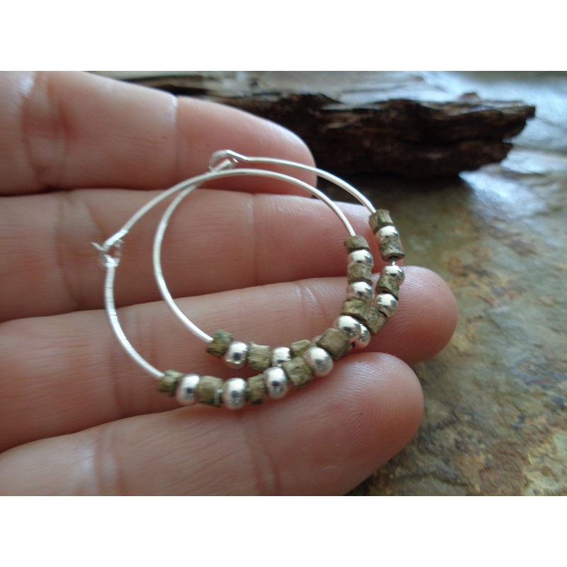 ★ OLIVE HANDGEFERTIGTE KERAMIK & SILBER CREOLEN ★ einmalige Ethno