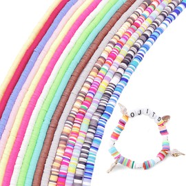 5600 Pcs Flat Clay Heishi Beads for Jewelry Making, Preppy Polymer Clay Beads Kit for DIY Craft Bracelets/Necklace/Pendant, 6mm 16 Colors Strings