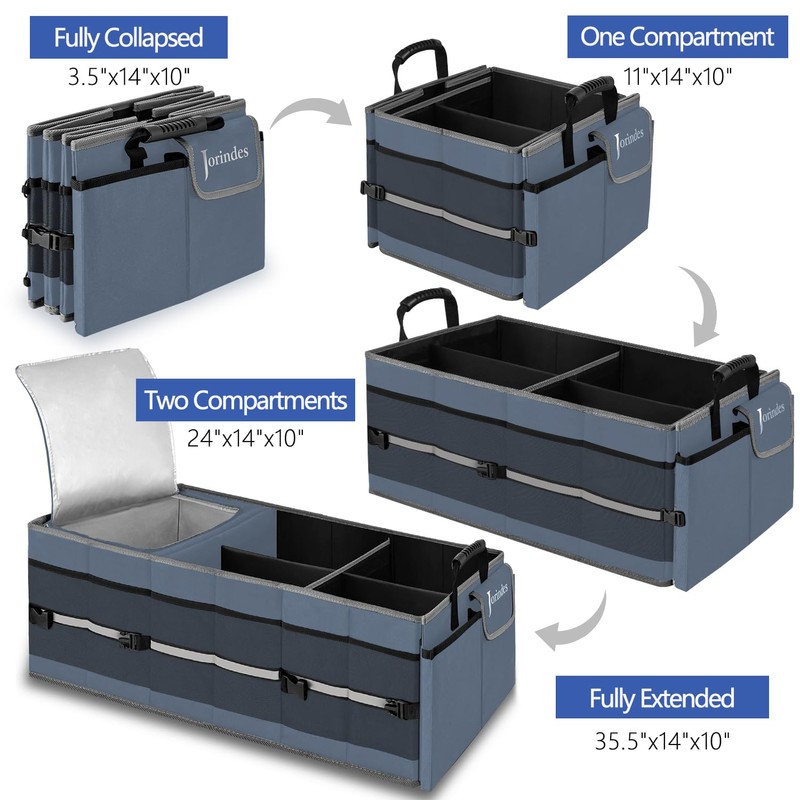 Trunk Organizer With Built-In Insulated Leak Proof Cooler Bag,Collapsible Cargo