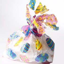 Fun Express Easter Basket Cellophane Bags - 12 Pack, Easy to Slip Over - Easter Supplies and Gift Wrap