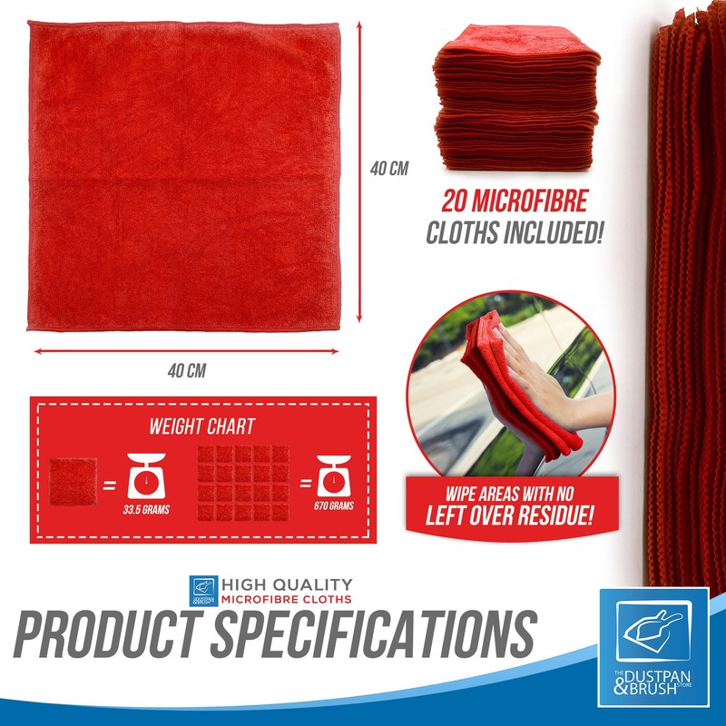 Microfiber Cleaning Cloth, Large Size 40x40cm, Super Absorbent Lint Free